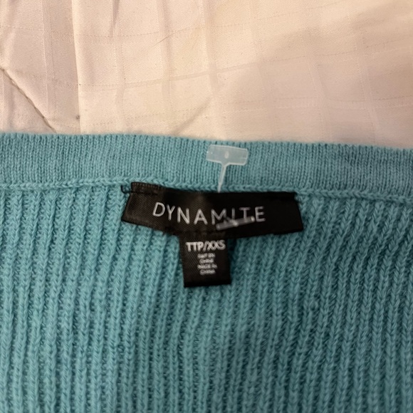 Dynamite turquoise crop wool top - Picture 2 of 3